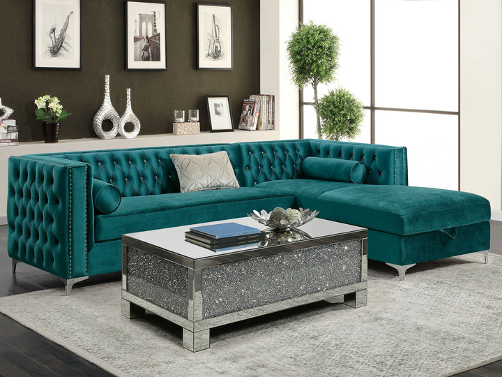 Bellaire Button-tufted Upholstered Sectional Teal