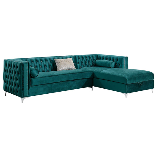 Bellaire Button-tufted Upholstered Sectional Teal