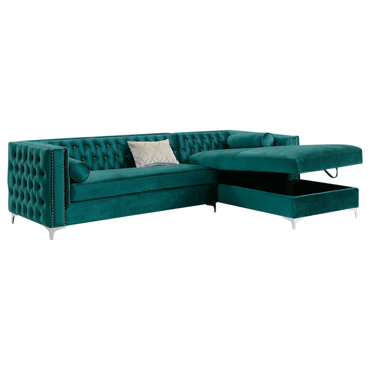 Bellaire Button-tufted Upholstered Sectional Teal