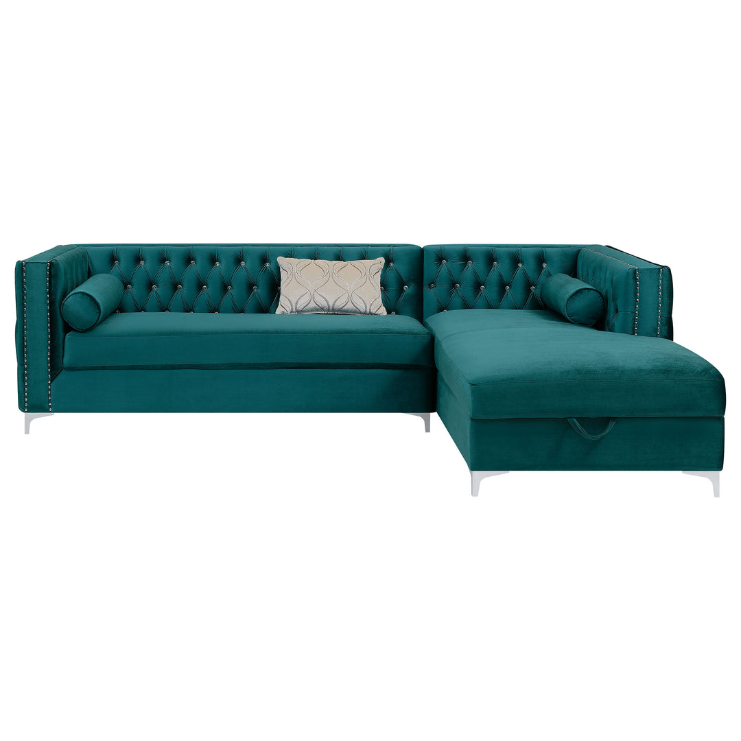 Bellaire Button-tufted Upholstered Sectional Teal