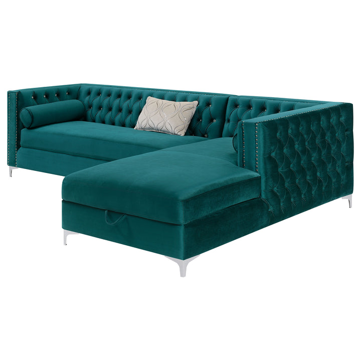 Bellaire Button-tufted Upholstered Sectional Teal