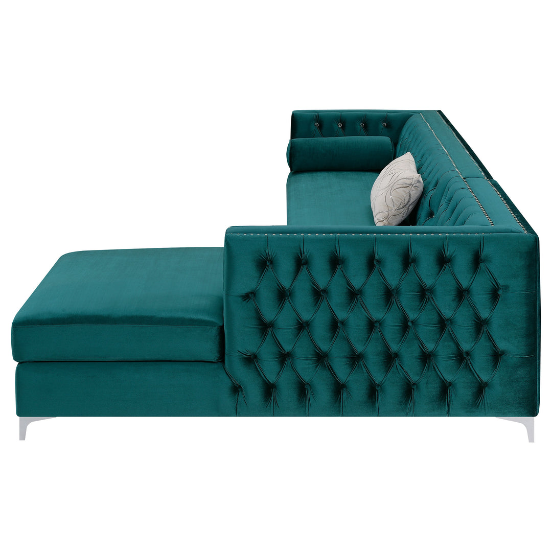 Bellaire Button-tufted Upholstered Sectional Teal