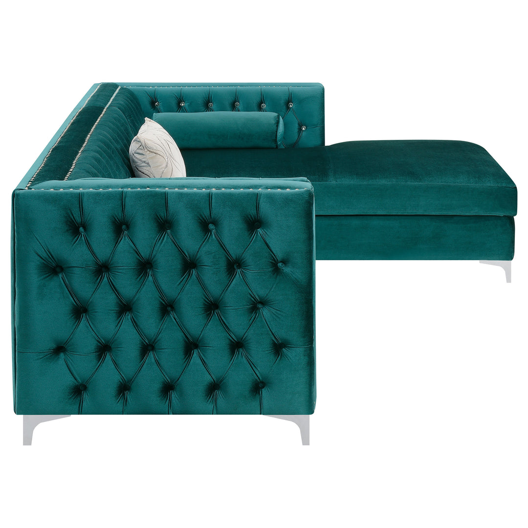 Bellaire Button-tufted Upholstered Sectional Teal