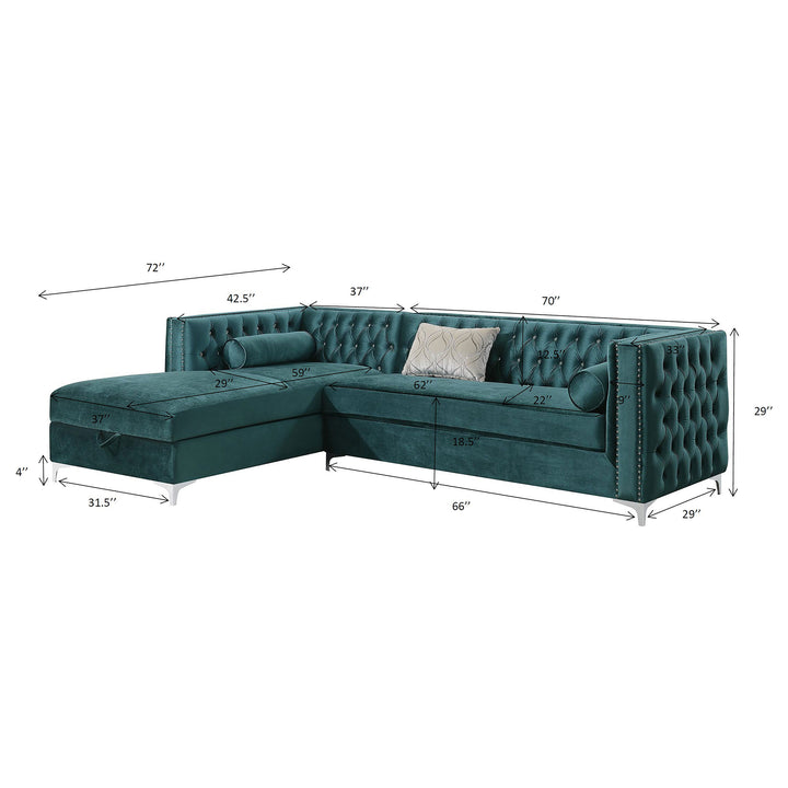 Bellaire Button-tufted Upholstered Sectional Teal