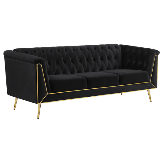 Holly Tuxedo Arm Tufted Back Sofa Black