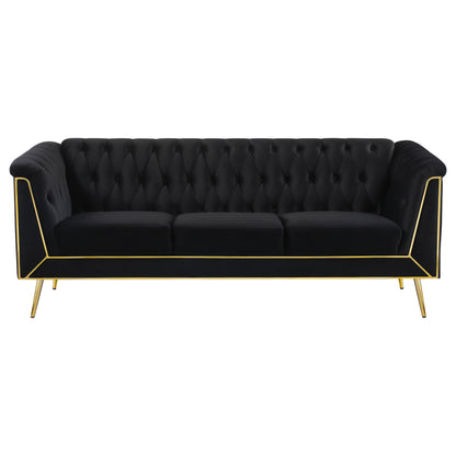 Holly Tuxedo Arm Tufted Back Sofa Black