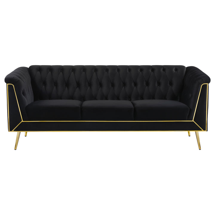 Holly Tuxedo Arm Tufted Back Sofa Black