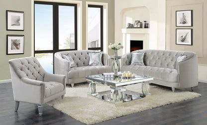 Avonlea Sloped Arm Tufted Loveseat Grey