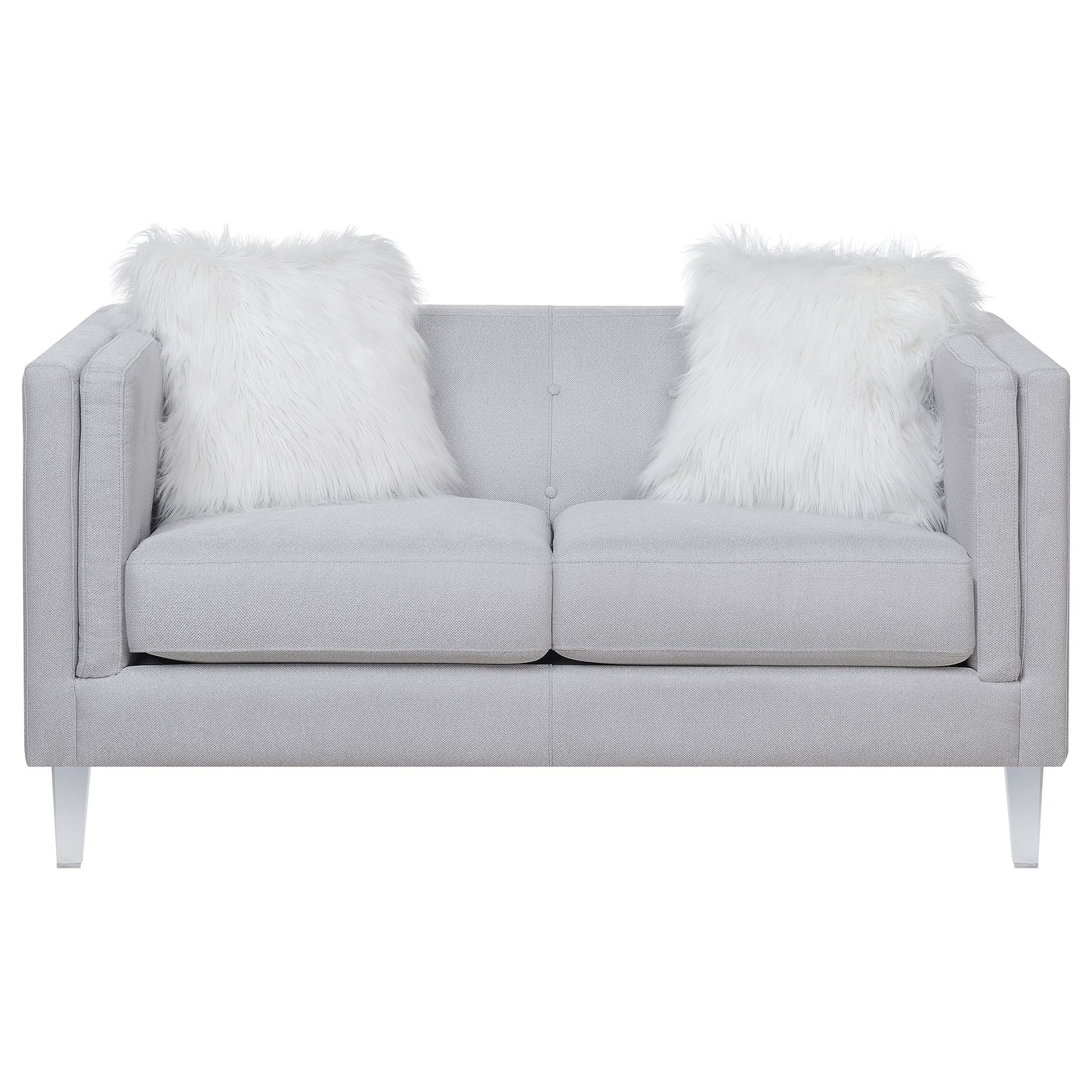 Glacier Tufted Upholstered Loveseat Light Grey