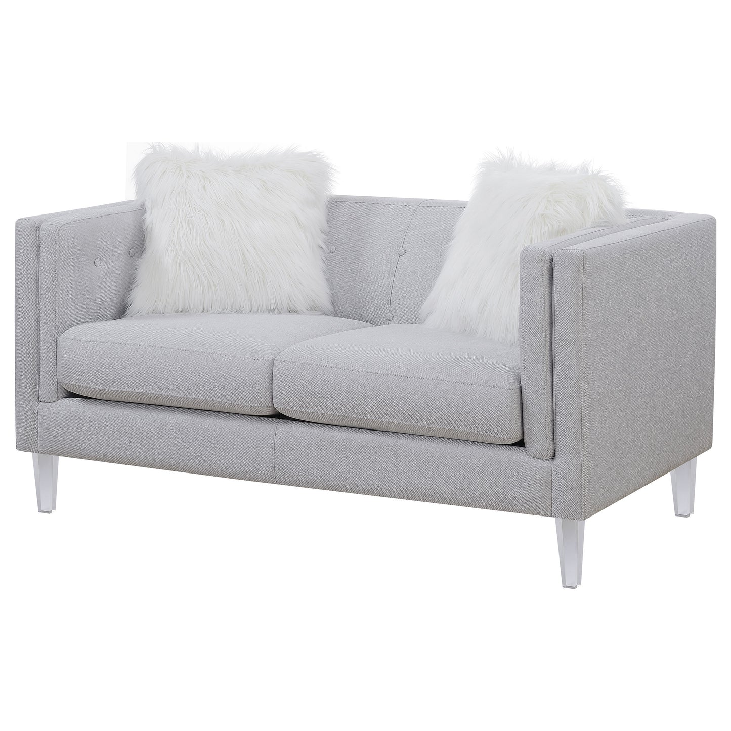 Glacier Tufted Upholstered Loveseat Light Grey