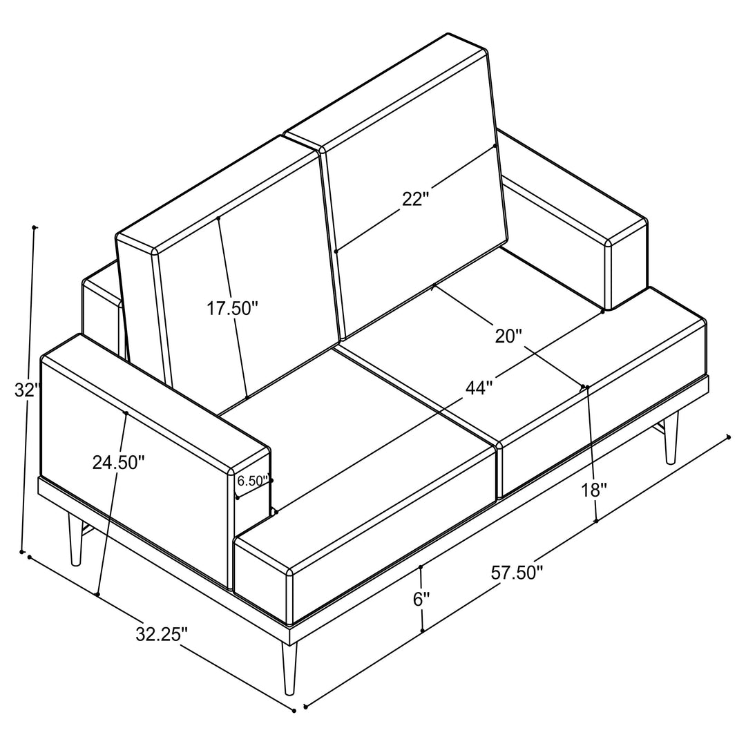 Kester Recessed Track Arm Loveseat Beige