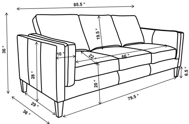 Locke Upholstered Track Arms Sofa Vintage Brown