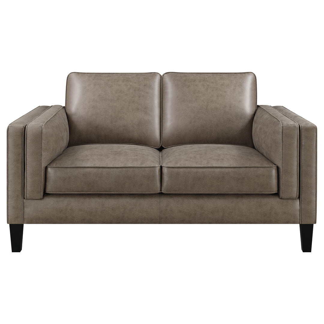 Locke Upholstered Track Arms Loveseat Vintage Brown