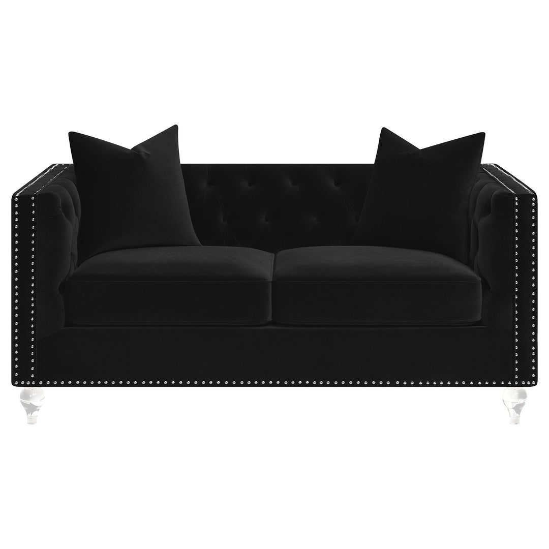 Delilah Upholstered Tufted Tuxedo Arm Loveseat Black