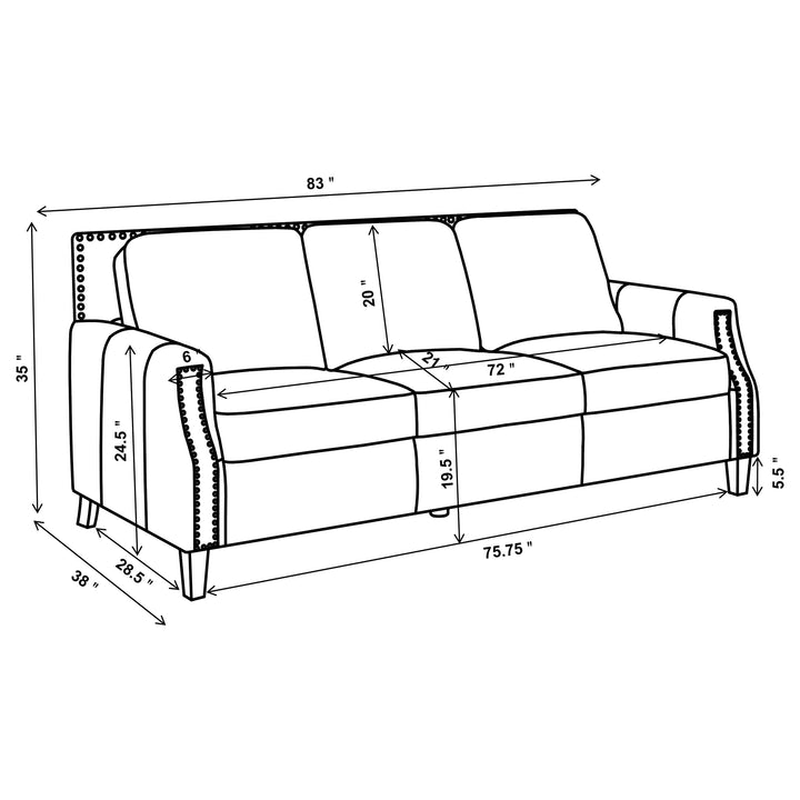 Leaton 2-piece Recessed Arms Living Room Set Brown Sugar