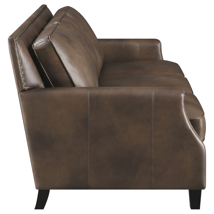 Leaton 3-piece Recessed Arms Living Room Set Brown Sugar