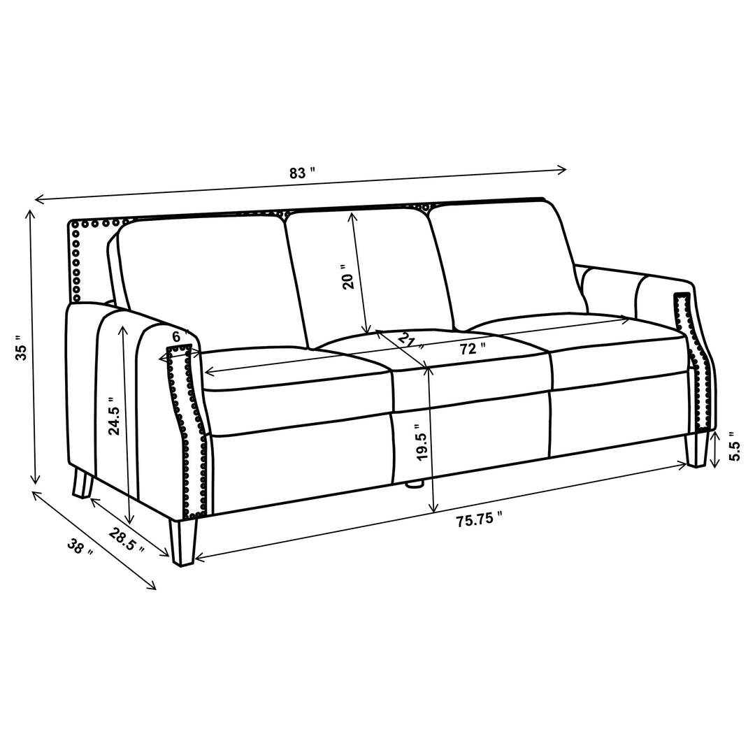 Leaton 3-piece Recessed Arms Living Room Set Brown Sugar