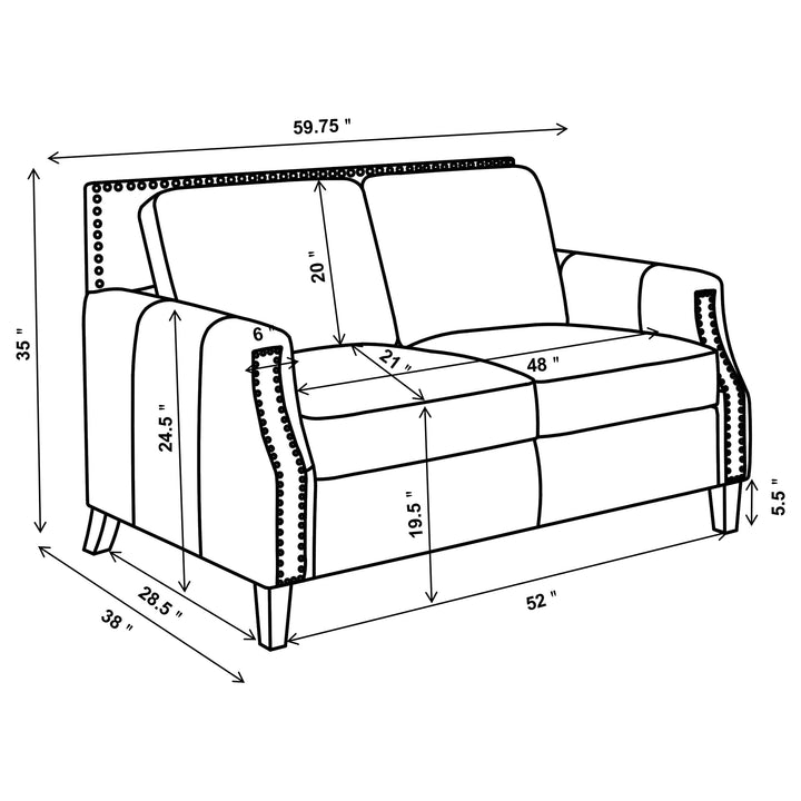 Leaton 3-piece Recessed Arms Living Room Set Brown Sugar