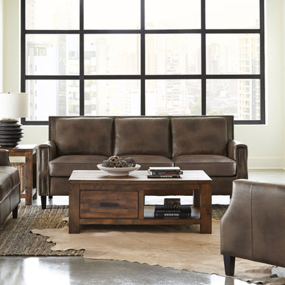 Leaton Upholstered Recessed Arms Sofa Brown Sugar