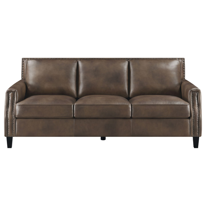 Leaton Upholstered Recessed Arms Sofa Brown Sugar