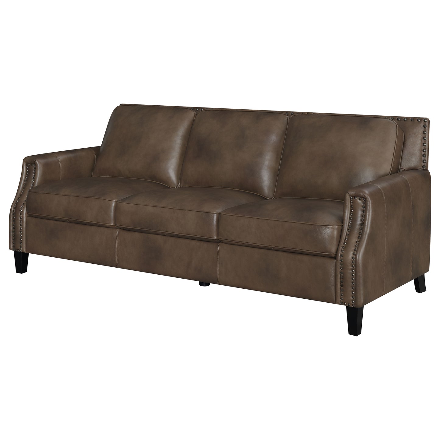 Leaton Upholstered Recessed Arms Sofa Brown Sugar