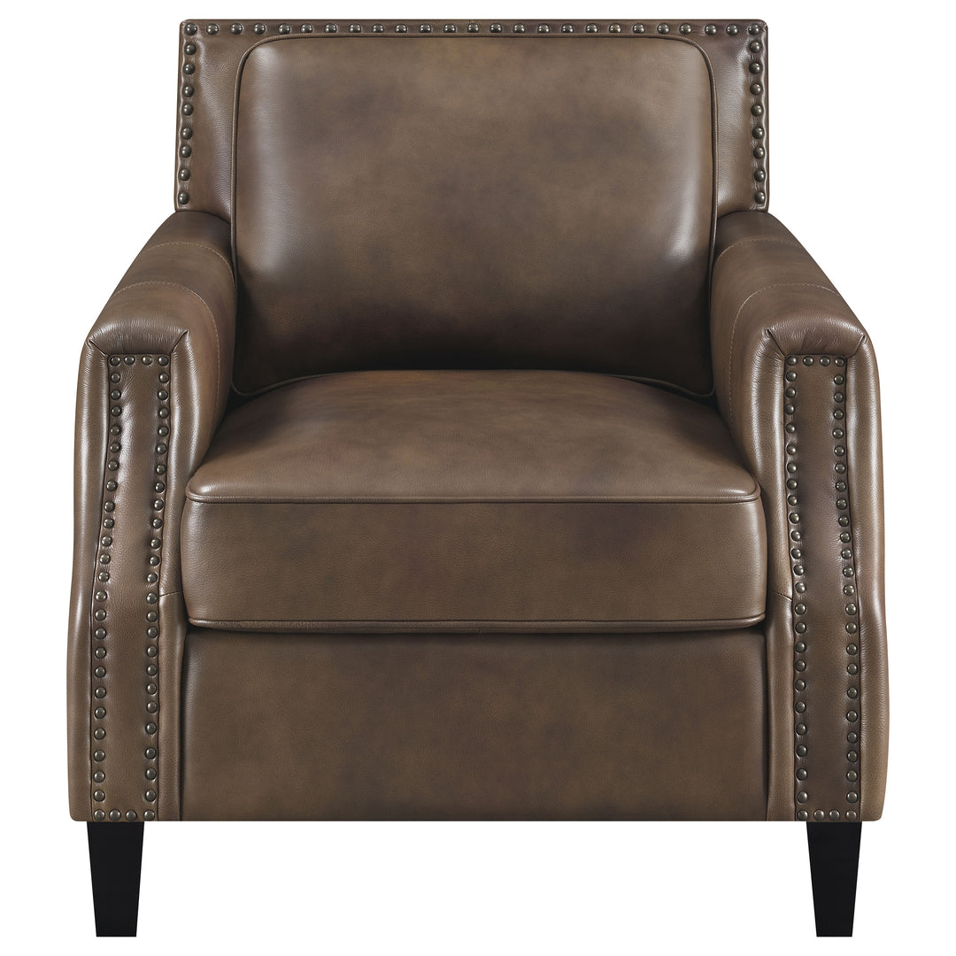 Leaton Upholstered Recessed Arm Chair Brown Sugar