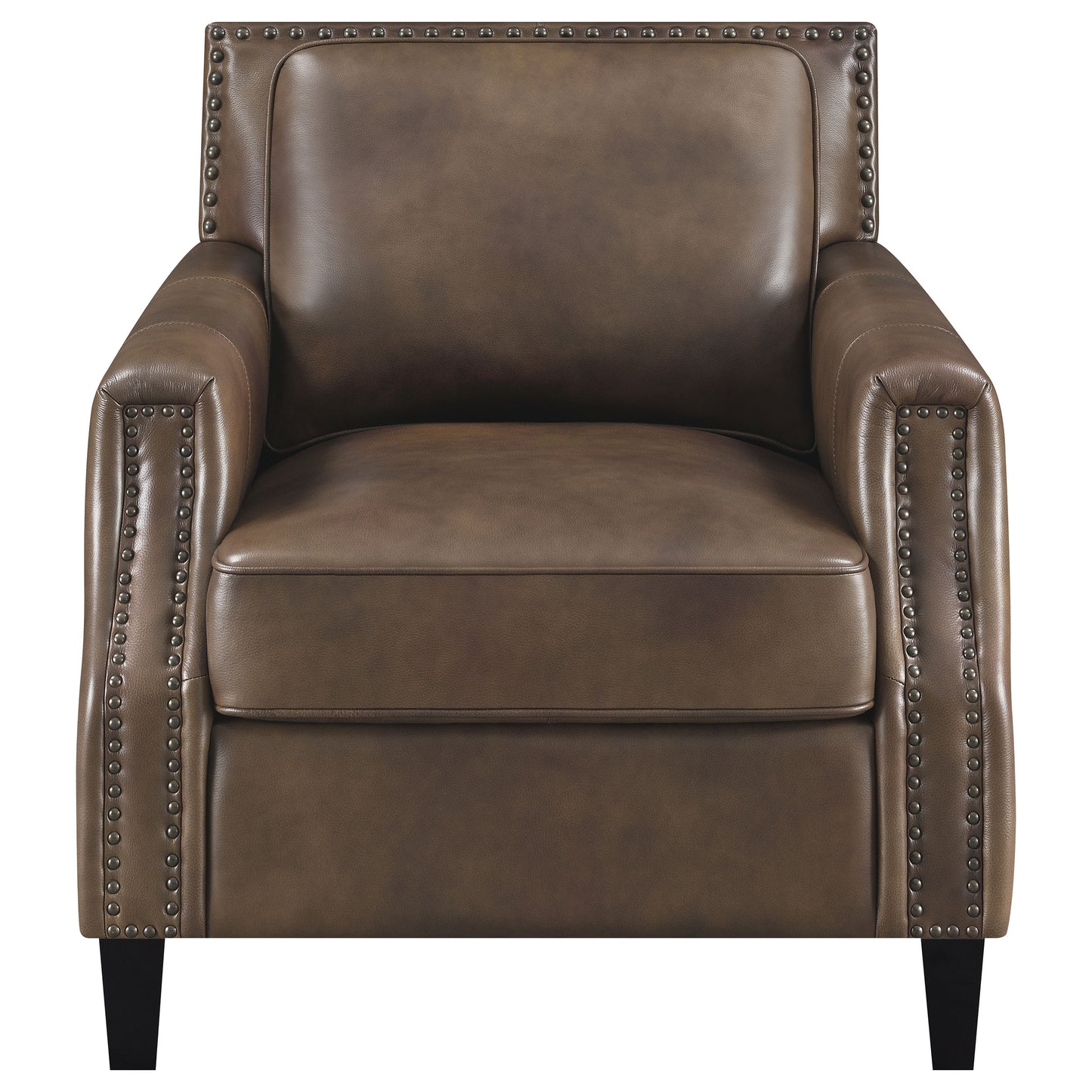 Leaton Upholstered Recessed Arm Chair Brown Sugar