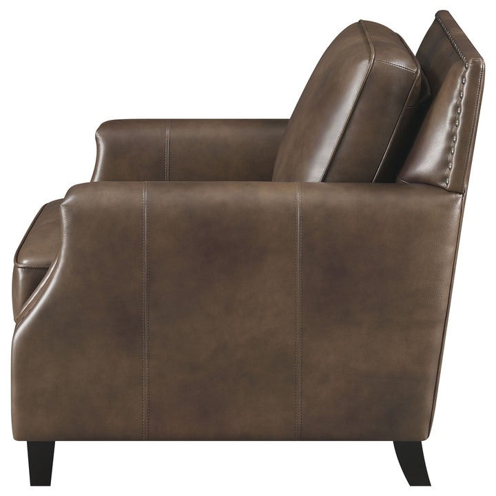 Leaton Upholstered Recessed Arm Chair Brown Sugar