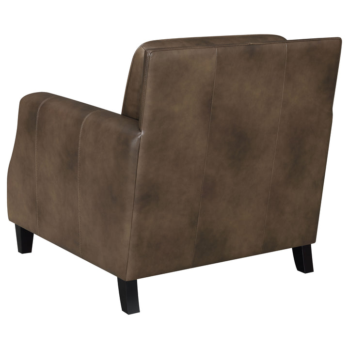 Leaton Upholstered Recessed Arm Chair Brown Sugar