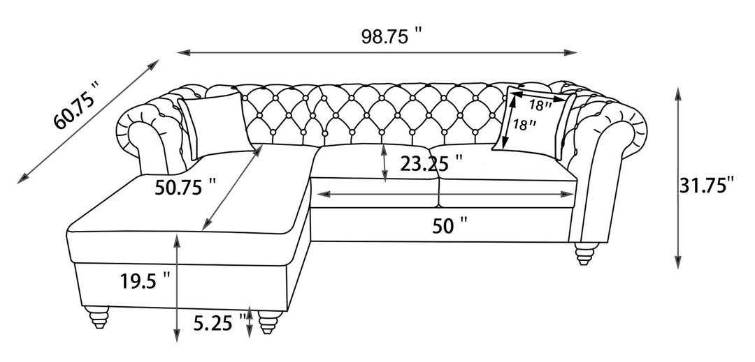 Cecilia Upholstered Tufted Sectional Oatmeal