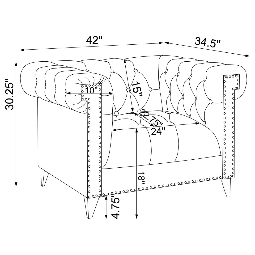 Bleker 3-piece Tuxedo Arm Living Room Set Blue