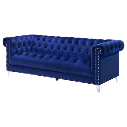 Bleker Tufted Tuxedo Arm Sofa Blue