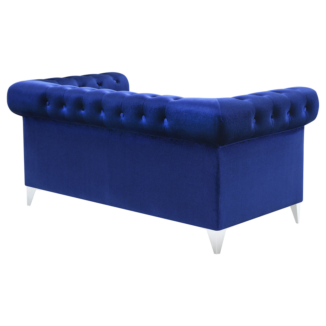 Bleker Tufted Tuxedo Arm Loveseat Blue