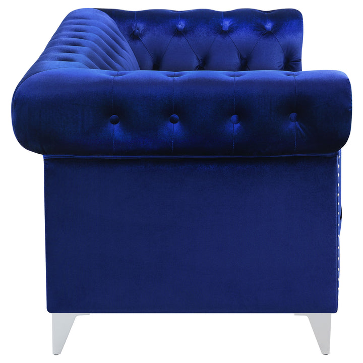 Bleker Tufted Tuxedo Arm Loveseat Blue