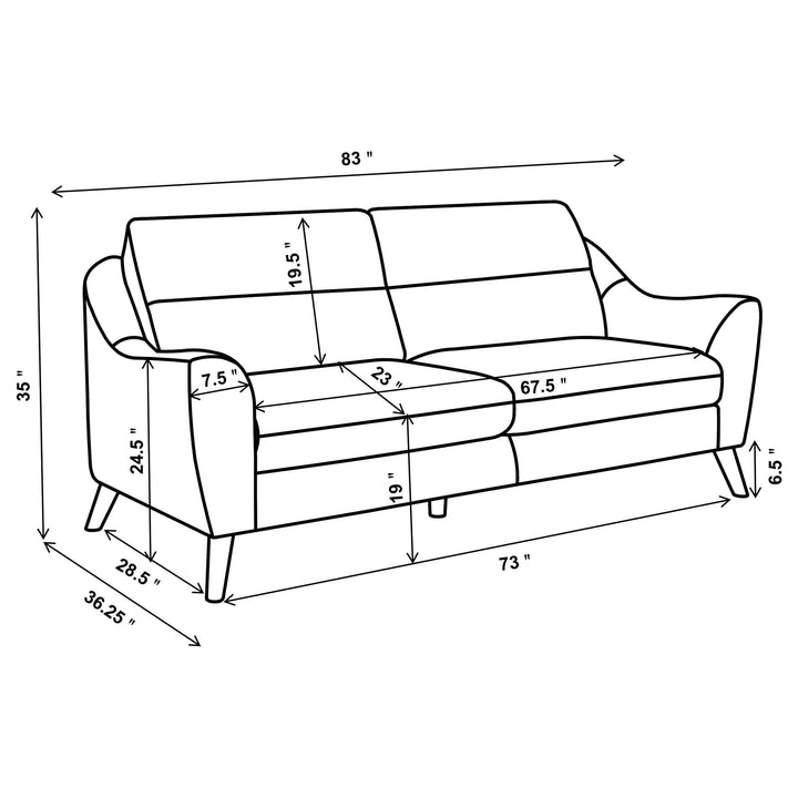 Gano 2-piece Sloped Arm Living Room Set Navy Blue