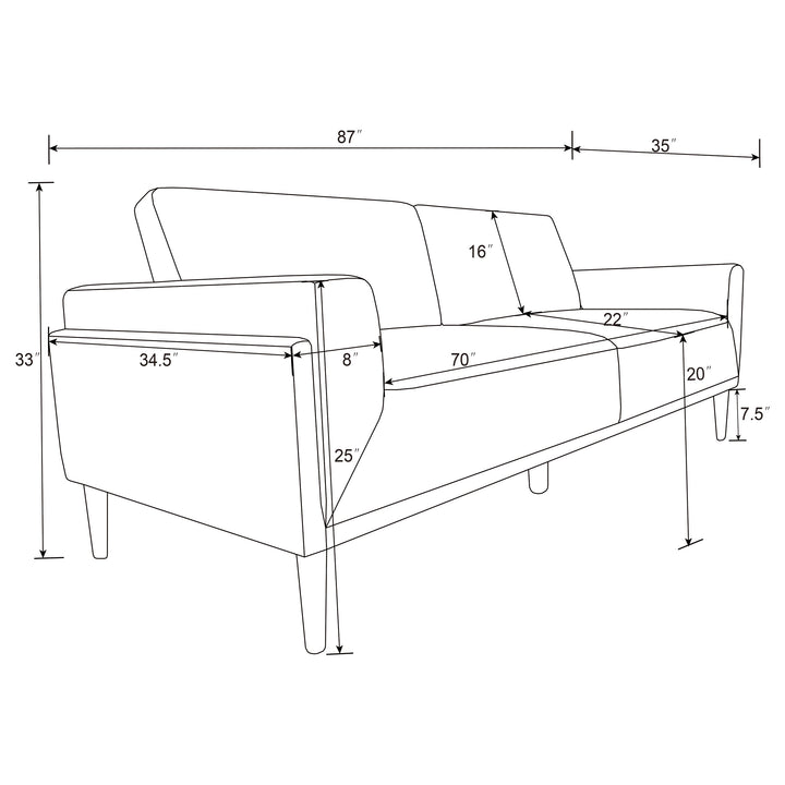 Rilynn 3-piece Upholstered Track Arms Sofa Set Brown