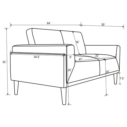 Rilynn 3-piece Upholstered Track Arms Sofa Set Brown