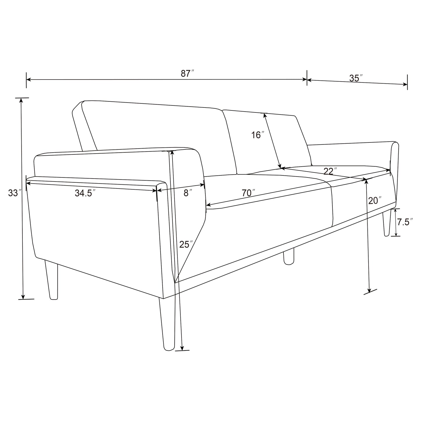 Rilynn Upholstered Track Arms Sofa Brown