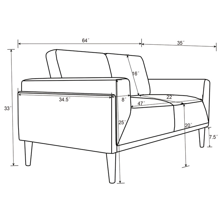 Rilynn Upholstered Track Arms Loveseat Brown