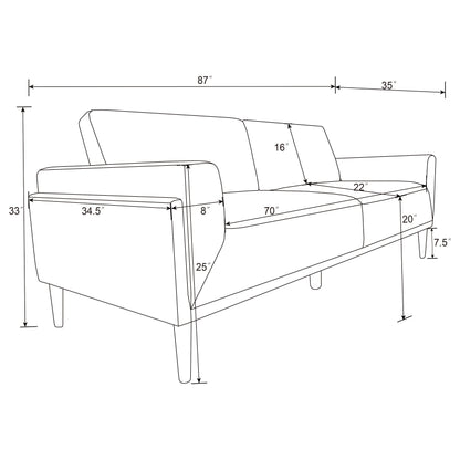 Rilynn 3-piece Upholstered Track Arms Sofa Set Grey