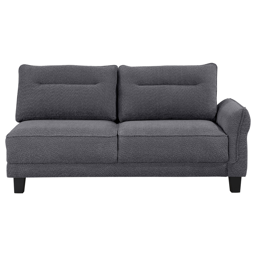 Caspian Upholstered Curved Arms Sectional Sofa Grey