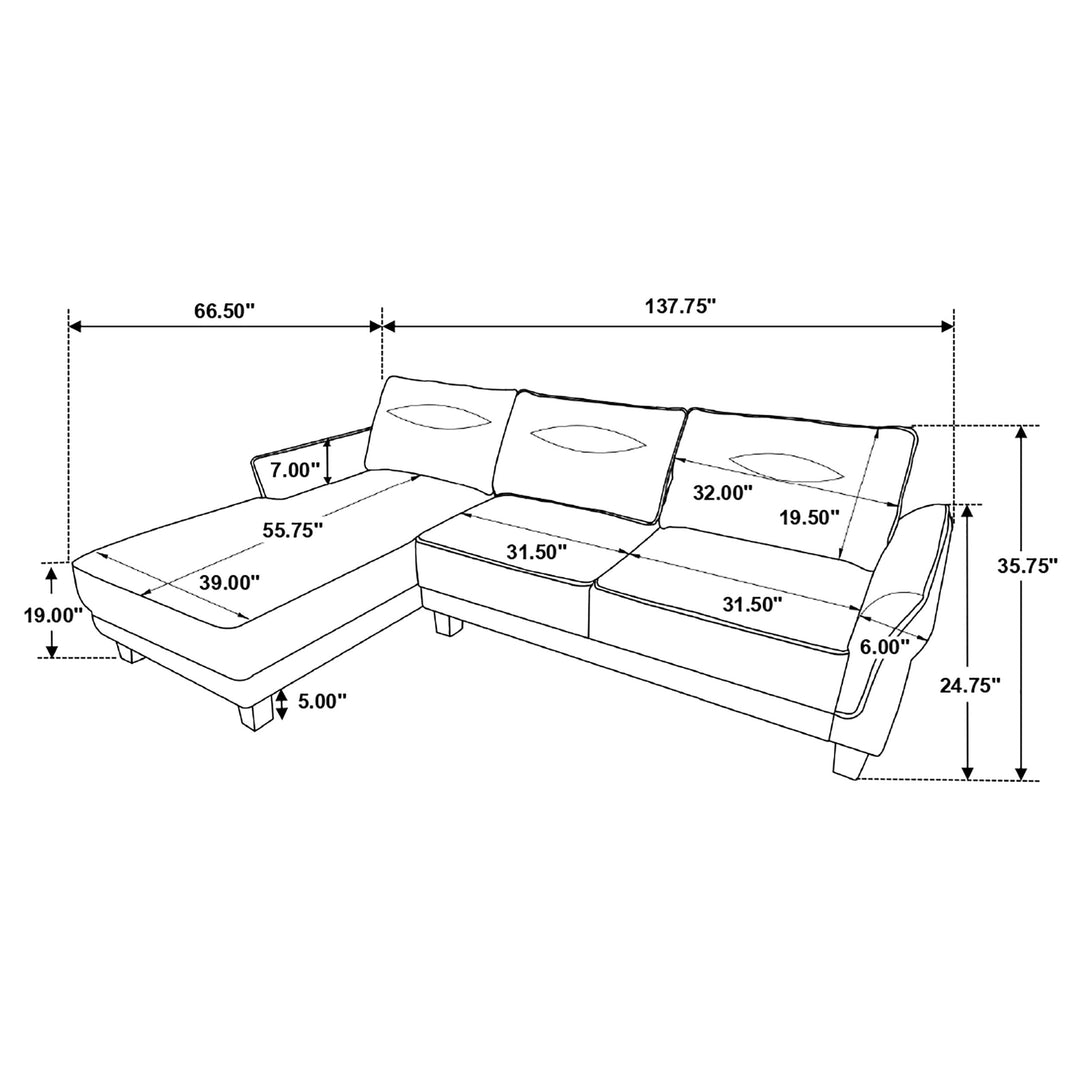 Caspian Upholstered Curved Arms Sectional Sofa Grey