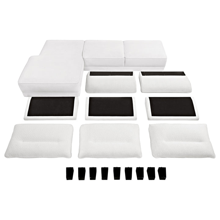 Caspian Upholstered Curved Arms Sectional Sofa White and Black