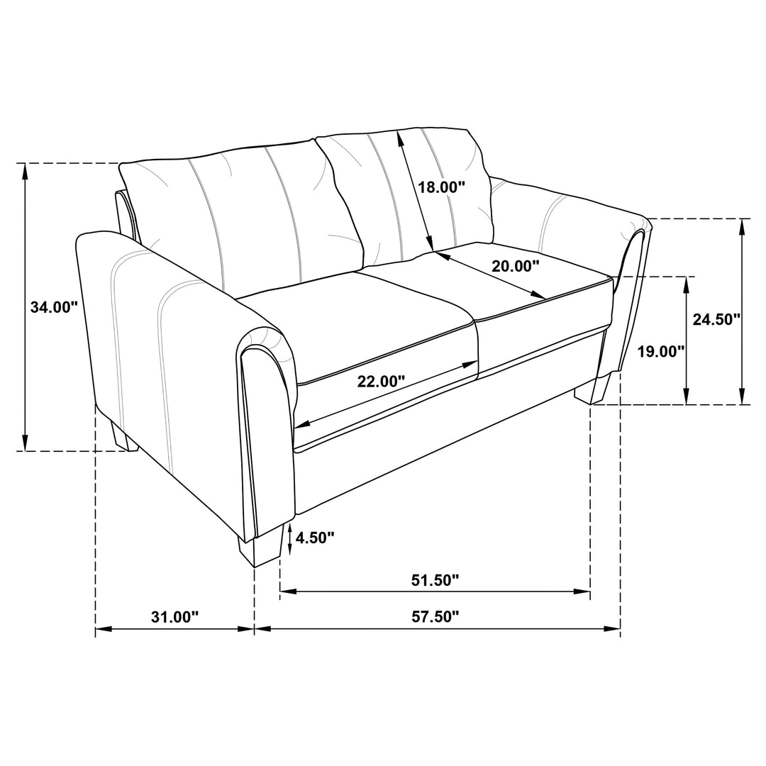 Davis  3-piece Upholstered Rolled Arm Sofa Grey