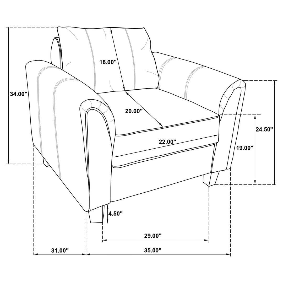 Davis  3-piece Upholstered Rolled Arm Sofa Grey