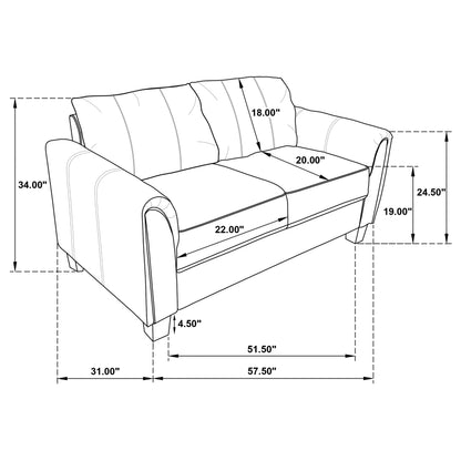 Davis  Upholstered Rolled Arm Loveseat Grey