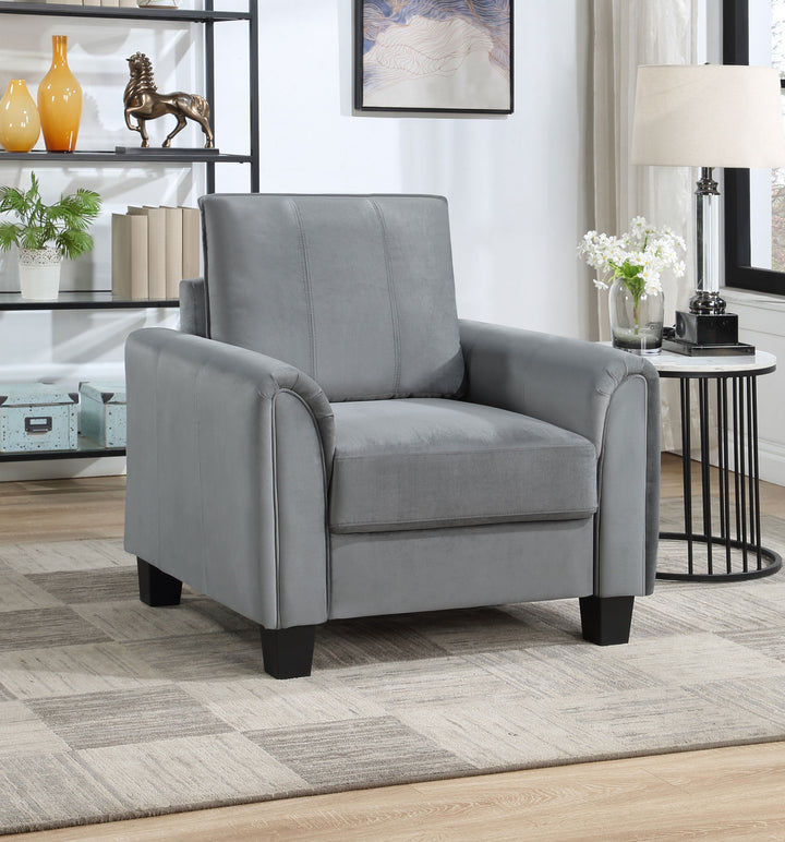 Davis  Upholstered Rolled Arm Accent Chair Grey