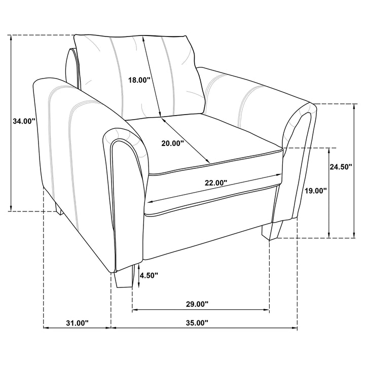 Davis  Upholstered Rolled Arm Accent Chair Grey