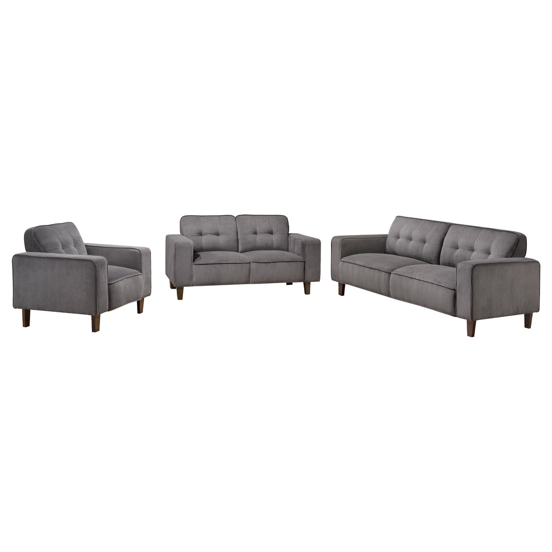 Deerhurst 3-piece Upholstered Tufted Track Arm Sofa Set Charcoal