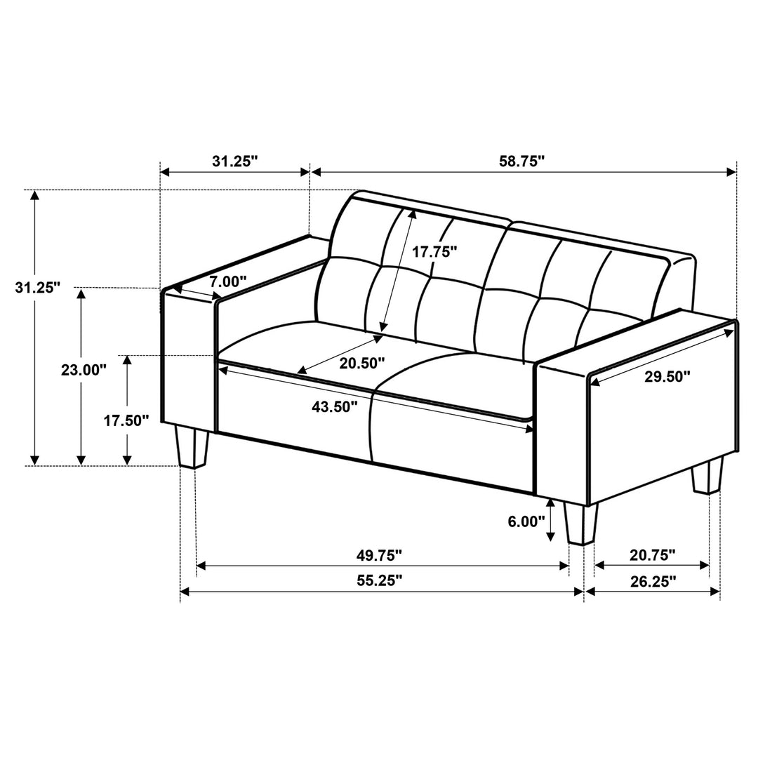 Deerhurst Upholstered Tufted Track Arm Loveseat Charcoal